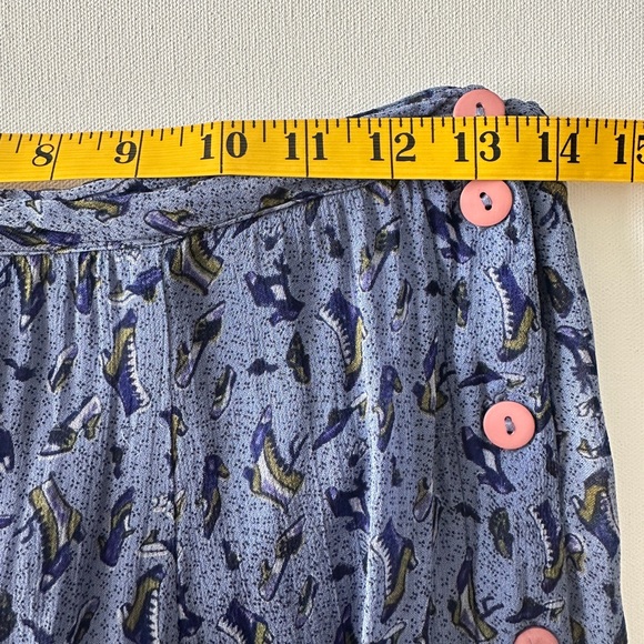 April Cornell Vintage Maxi Skirt Purple Shoe Boot Print Women’s Medium - Picture 7 of 9